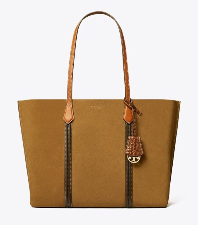 Borsa tote in pelle scamosciata Perry a tre scomparti