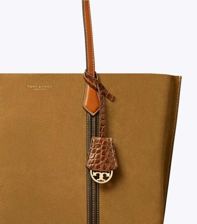 Borsa tote in pelle scamosciata Perry a tre scomparti