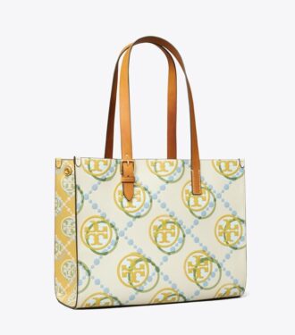 Borsa tote piccola con T Monogram in rilievo a contrasto