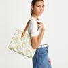 Borsa tote piccola con T Monogram in rilievo a contrasto