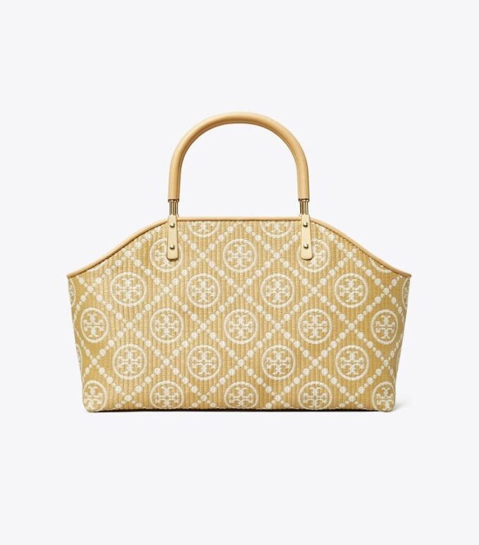 Borsa tote piccola in rafia con monogramma T Monogram Borsa tote piccola in rafia con monogramma T Monogram