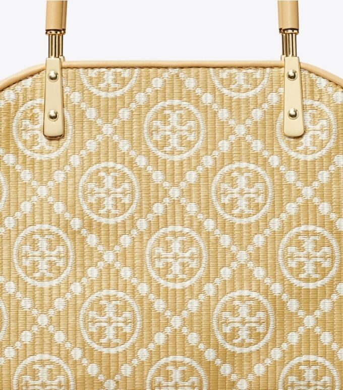 Borsa tote piccola in rafia con monogramma T Monogram Borsa tote piccola in rafia con monogramma T Monogram