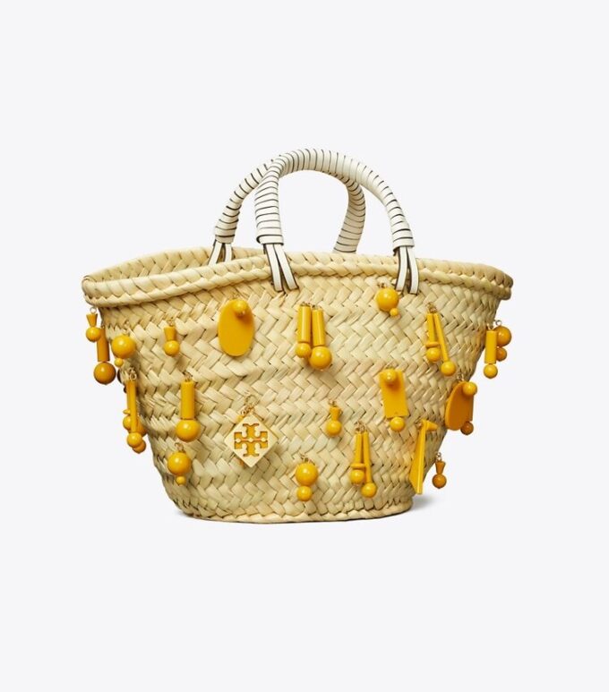 Borsa tote piccola in rafia ricamata Borsa tote piccola in rafia ricamata