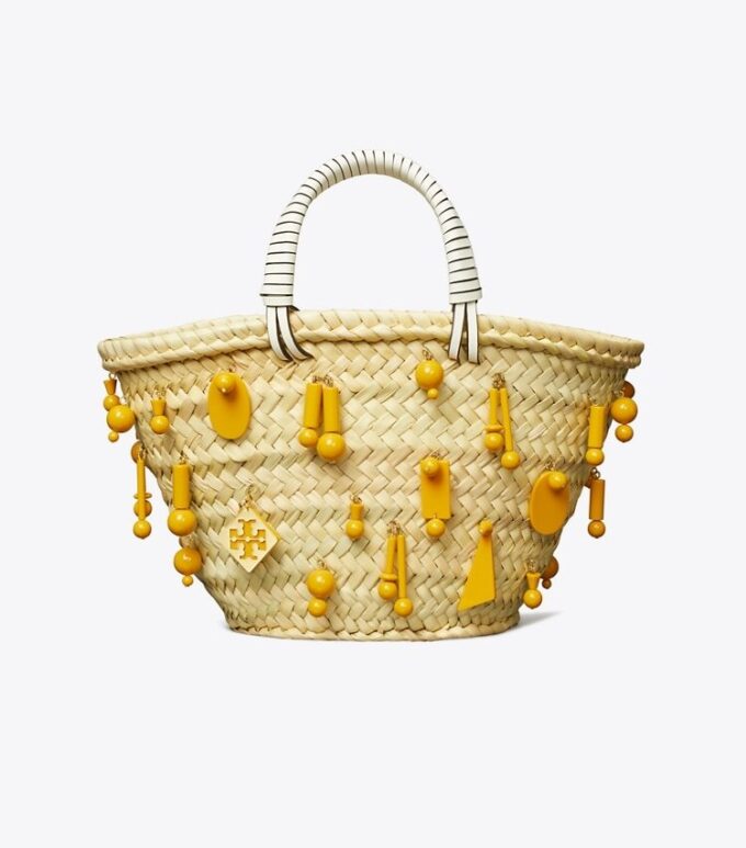 Borsa tote piccola in rafia ricamata Borsa tote piccola in rafia ricamata
