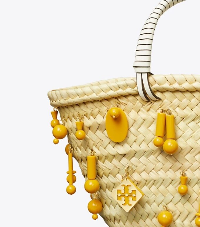 Borsa tote piccola in rafia ricamata Borsa tote piccola in rafia ricamata
