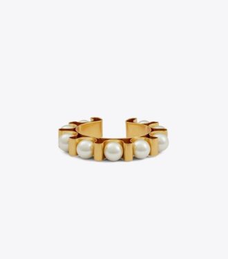 Bracciale rigido con perle scanalate