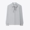 Camicetta con fiocco in georgette