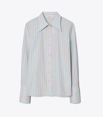 Camicia a righe in popeline di cotone