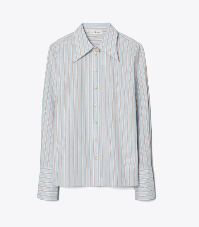 Camicia a righe in popeline di cotone