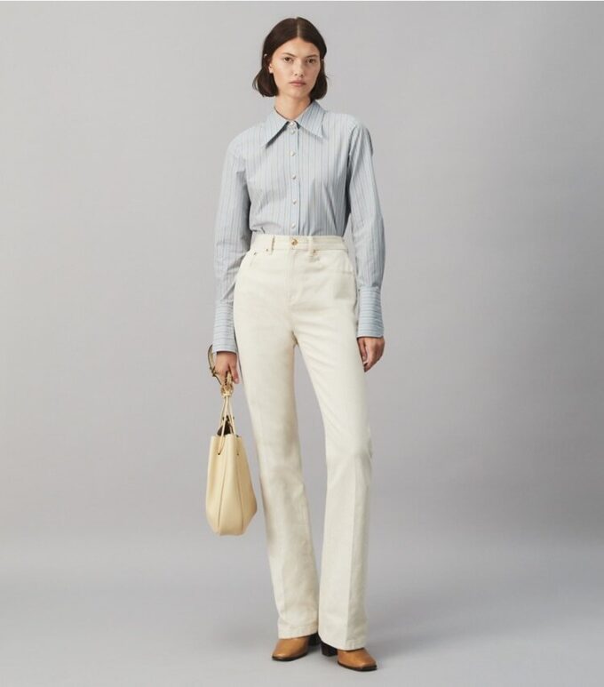 Camicia a righe in popeline di cotone