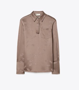 Camicia con polsini jacquard