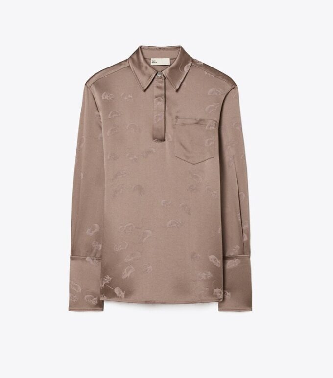 Camicia con polsini jacquard