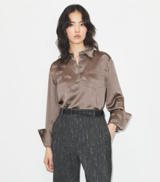 Camicia con polsini jacquard