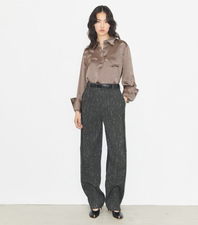 Camicia con polsini jacquard