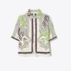 Camicia da campo in lino stampato