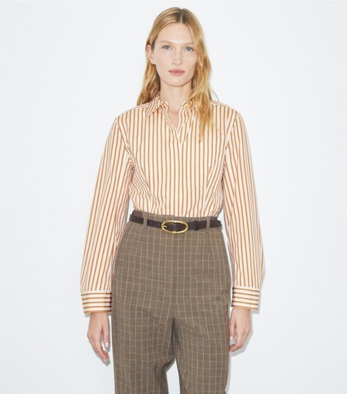 Camicia in cotone con maniche a campana