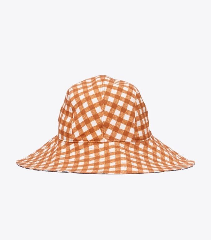 Cappello a secchiello reversibile in cotone a quadretti Cappello a secchiello reversibile in cotone a quadretti