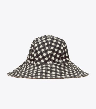 Cappello a secchiello reversibile in cotone a quadretti