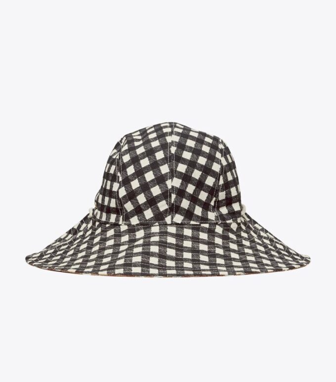 Cappello a secchiello reversibile in cotone a quadretti Cappello a secchiello reversibile in cotone a quadretti