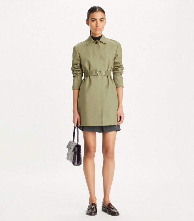 Cappotto in twill con cintura Cappotto in twill con cintura