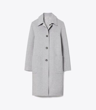 Cappotto reversibile in lana jacquard con T Monogram