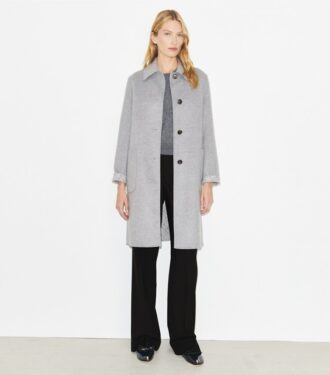 Cappotto reversibile in lana jacquard con T Monogram