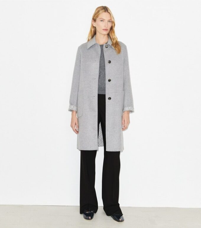 Cappotto reversibile in lana jacquard con T Monogram