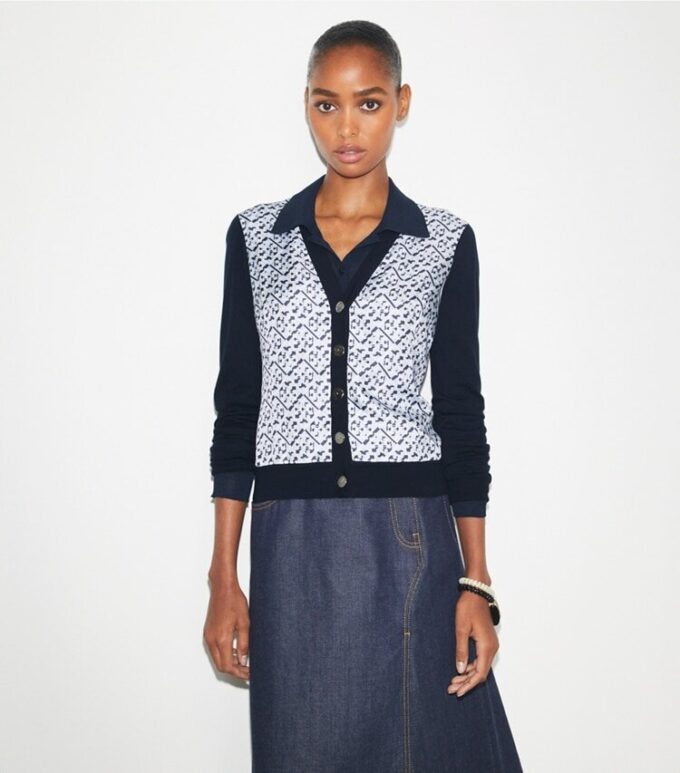 Cardigan con davanti in seta