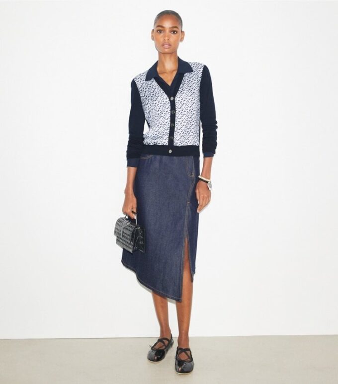 Cardigan con davanti in seta
