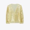 Cardigan con paillettes sul davanti