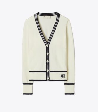 Cardigan corto in lana a coste