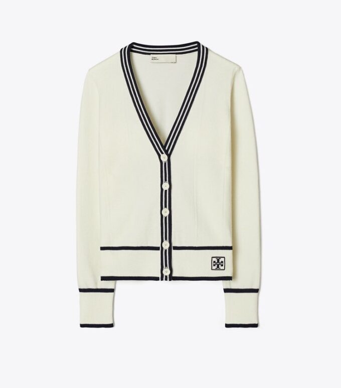 Cardigan corto in lana a coste