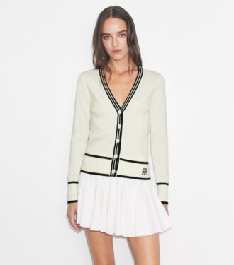 Cardigan corto in lana a coste