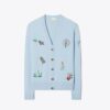 Cardigan da golf ricamato in cashmere Cardigan da golf ricamato in cashmere