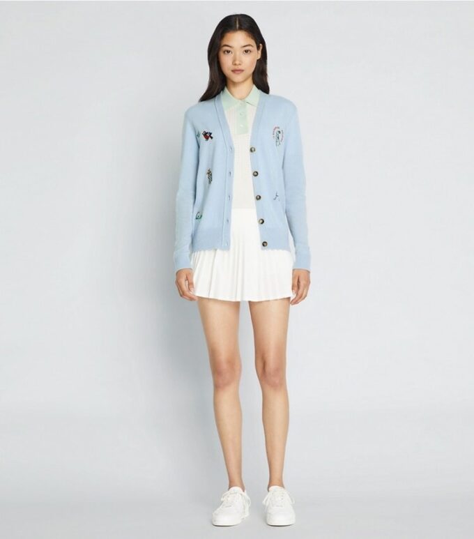Cardigan da golf ricamato in cashmere Cardigan da golf ricamato in cashmere