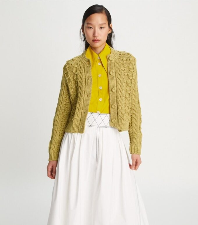 Cardigan girocollo melange