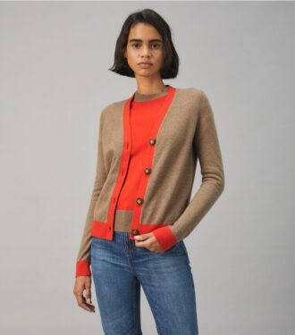 Cardigan in cashmere color block