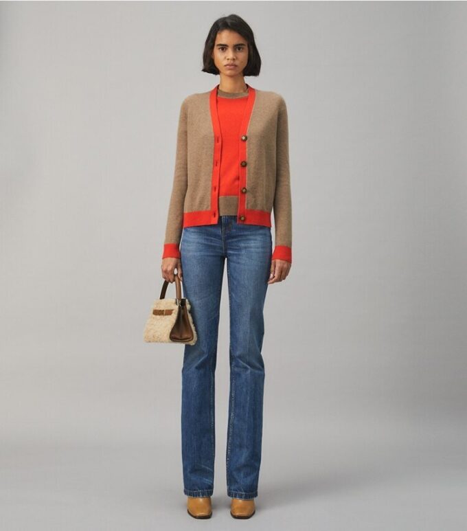 Cardigan in cashmere color block