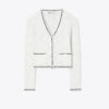 Cardigan in cotone con logo in pizzo