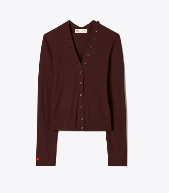 Cardigan in lana con scollo a V