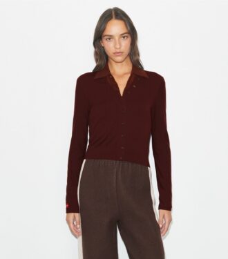 Cardigan in lana con scollo a V