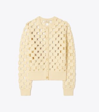 Cardigan in lana guipure