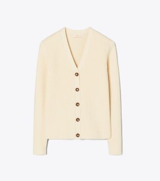 Cardigan in lana merino a coste