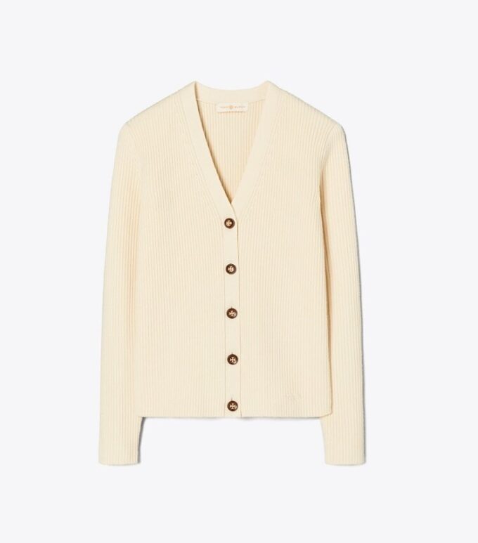 Cardigan in lana merino a coste