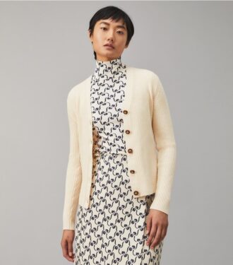 Cardigan in lana merino a coste