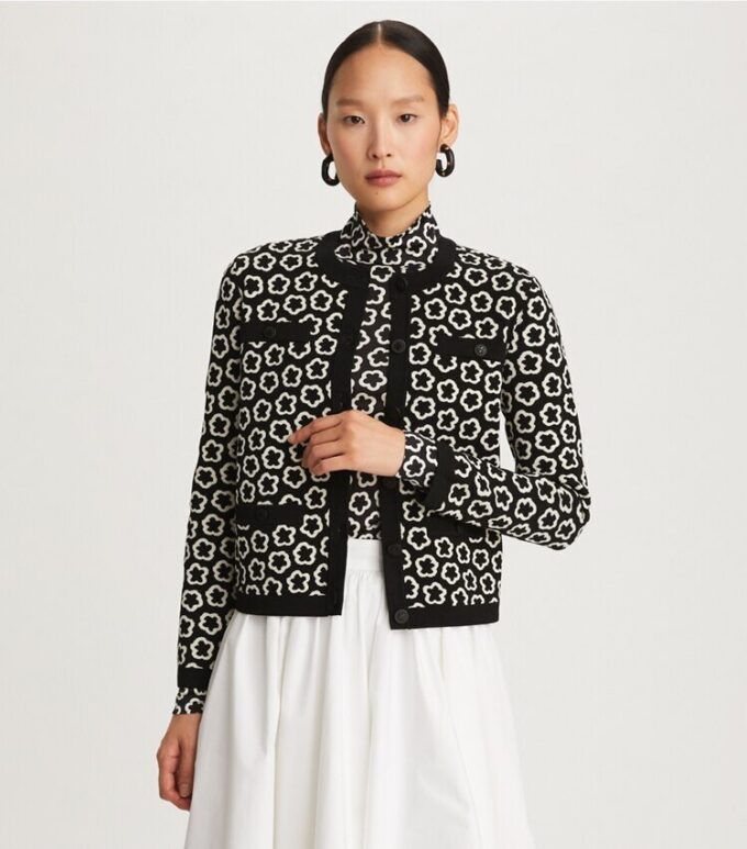 Cardigan Kendra con jacquard floreale Cardigan Kendra con jacquard floreale