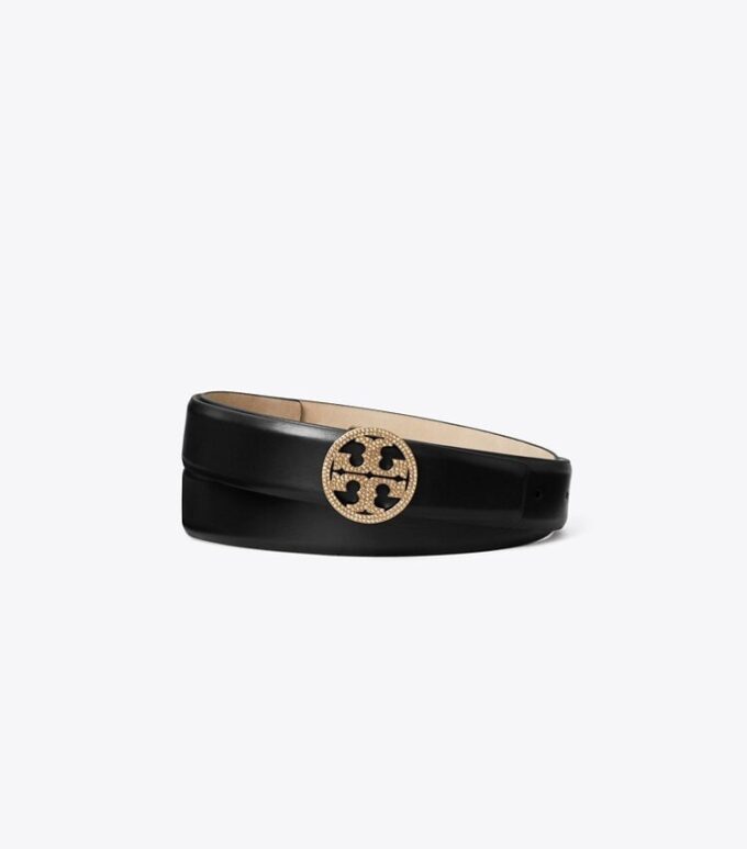 Cintura con logo pavé in pelle liscia Miller da 1″