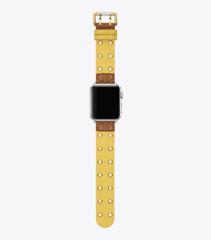 Cinturino con doppia rivettatura per Apple Watch®, pelle gialla Cinturino con doppia rivettatura per Apple Watch®, pelle gialla