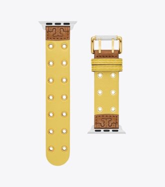 Cinturino con doppia rivettatura per Apple Watch®, pelle gialla Cinturino con doppia rivettatura per Apple Watch®, pelle gialla