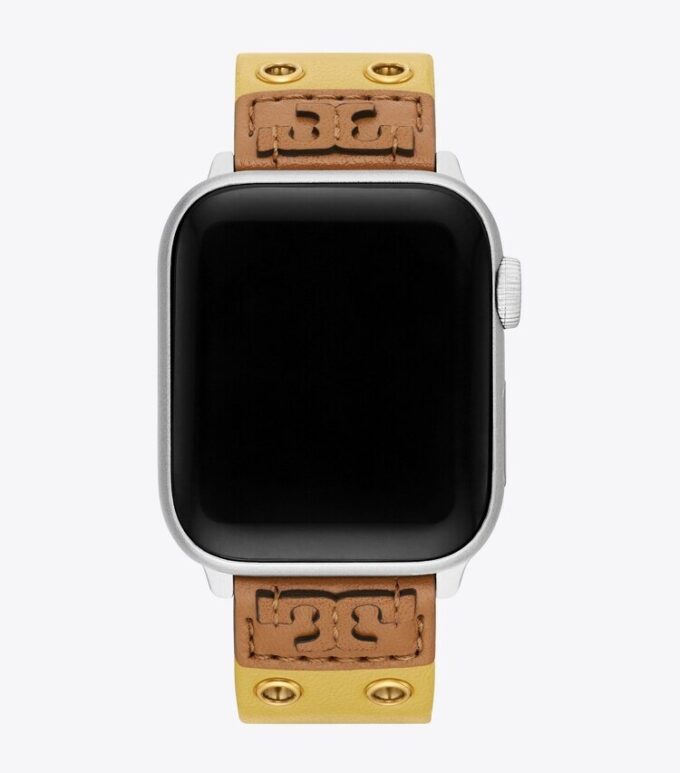 Cinturino con doppia rivettatura per Apple Watch®, pelle gialla Cinturino con doppia rivettatura per Apple Watch®, pelle gialla